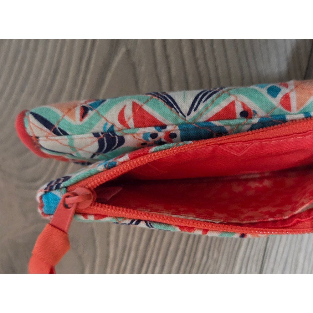 Vera Bradley Go Fish Quilted Wallet & ID Case Set Coral Teal Blue Bundle Retired - Picture 6 of 6